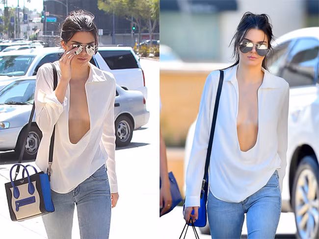 Sở hữu vòng 1 khá nhỏ nhưng vóc dáng của Kendall lại chuẩn siêu mẫu nên cô nàng rất tự tin thả rông.