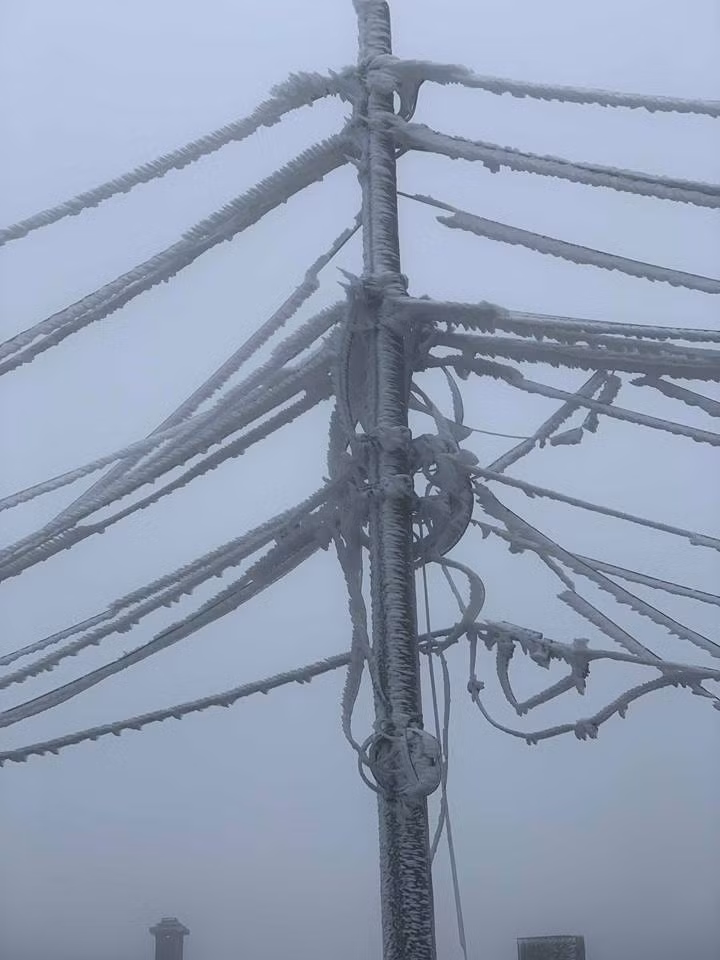 Và trên cột điện. Theo dự báo, rét đậm, rét hại vẫn ảnh hưởng đến các khu vực vùng núi phía Bắc, khả năng sương muối, băng tuyết xuất hiện rất cao.