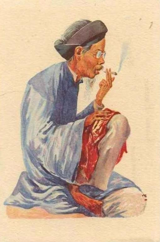 Một người đàn ông hút thuốc lá. Tranh minh họa. Nguồn: lichsuvn.