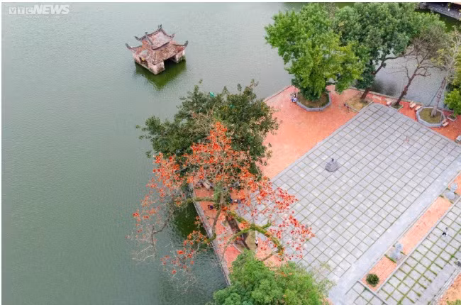 Ngôi chùa nghìn năm tuổi ở HN nên thơ với sắc đỏ hoa gạo Ngoi chua nghin nam tuoi o HN nen tho voi sac do hoa gao
