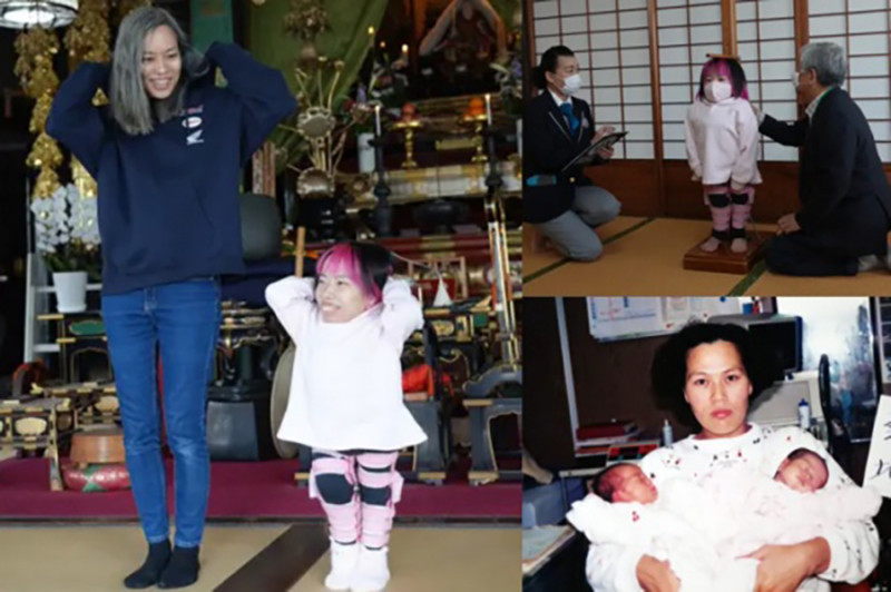 Cặp sinh đôi có chiều cao chênh lệch nhất thế giới Cap sinh doi co chieu cao chenh lech nhat the gioi