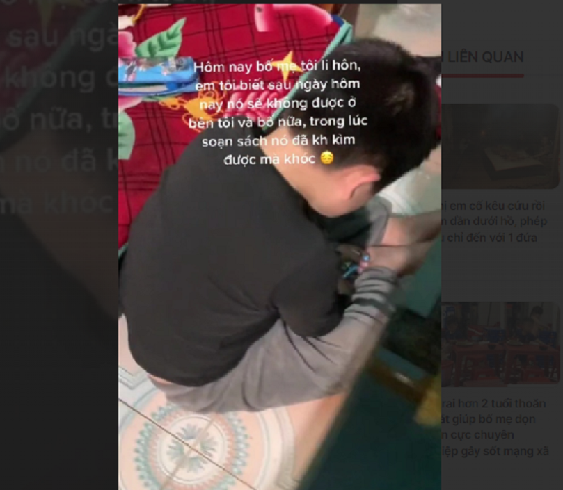 Cau be khoc nuc no vi gia dinh phai chia cach