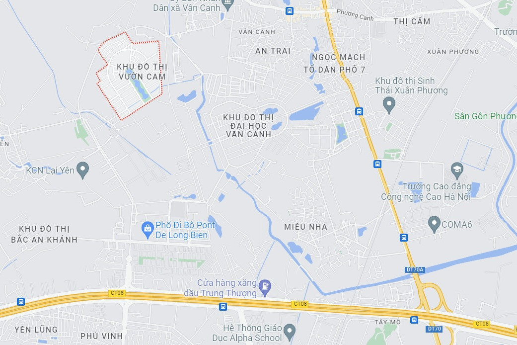 Vị trí của dự án Vườn Cam cạnh các tuyến giao thông lớn. Ảnh: Google Maps.