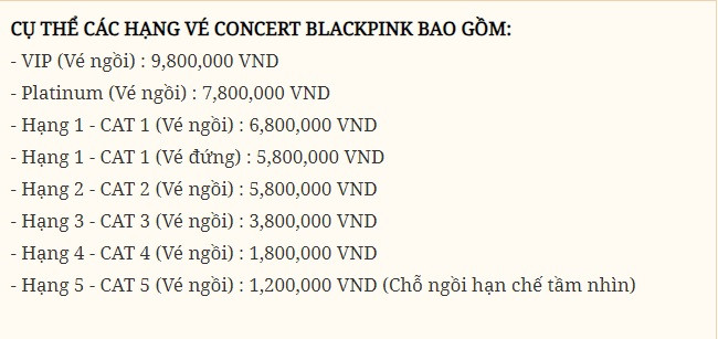Gia ve, so do san khau chinh thuc cua concert Blackpink tai Ha Noi