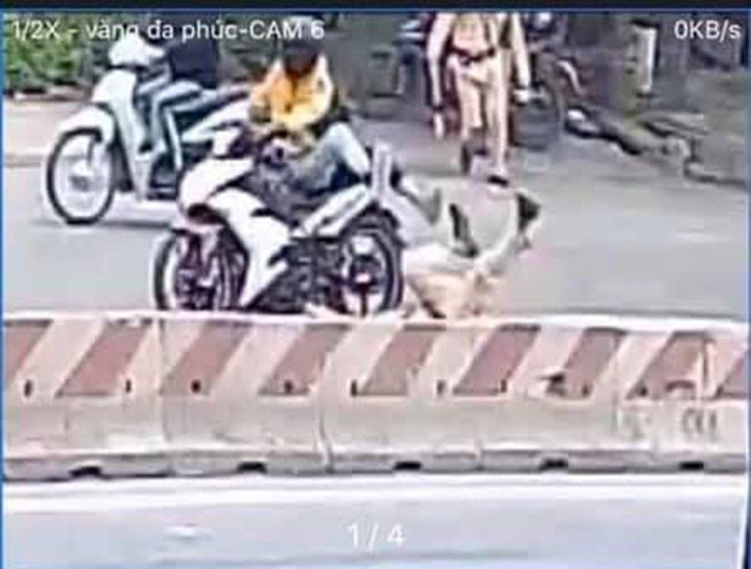 Hình ảnh ghi lại khoảnh khắc đôi nam nữ tông trúng trung uý CSGT.