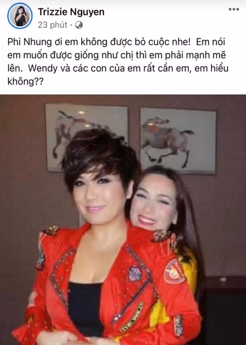 Trizzie Phương Trinh rất thương Phi Nhung mắc COVID-19. Ảnh: Người đưa tin