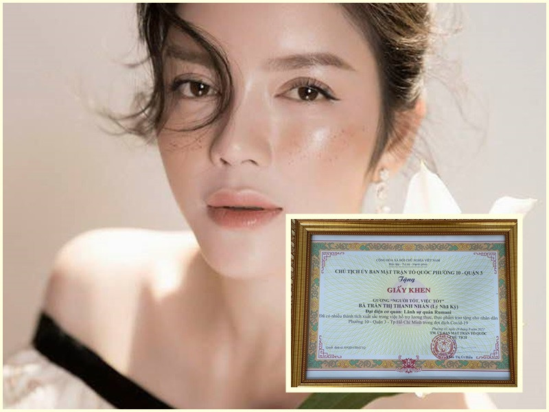 Ngoài ra, để đáp trả antifan, Lý Nhã Kỳ còn chia sẻ thư cảm ơn và bằng giấy khen từ Uỷ ban Mặt trận Tổ Quốc Quận 3, TP.HCM vì có nhiều đóng góp trong công tác thiện nguyện mùa dịch.