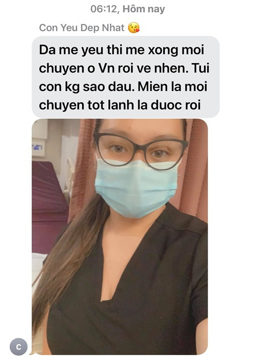 Từ Mỹ, Wendy cầu mong mẹ sớm bình phục. Trên trang cá nhân, em đăng tải dòng tâm sự tiếng Anh với nội dung tạm dịch: "Con và mẹ đã xa nhau từ tháng 12/2019. Đã có rất nhiều kỷ niệm đẹp và những chuyến phiêu lưu tuyệt vời của con và mẹ. Gia đình mình đều đang đợi mẹ trở về nhà. Mẹ hãy mạnh mẽ và tiếp tục chiến đấu nhé. Con nhớ và yêu mẹ rất nhiều".