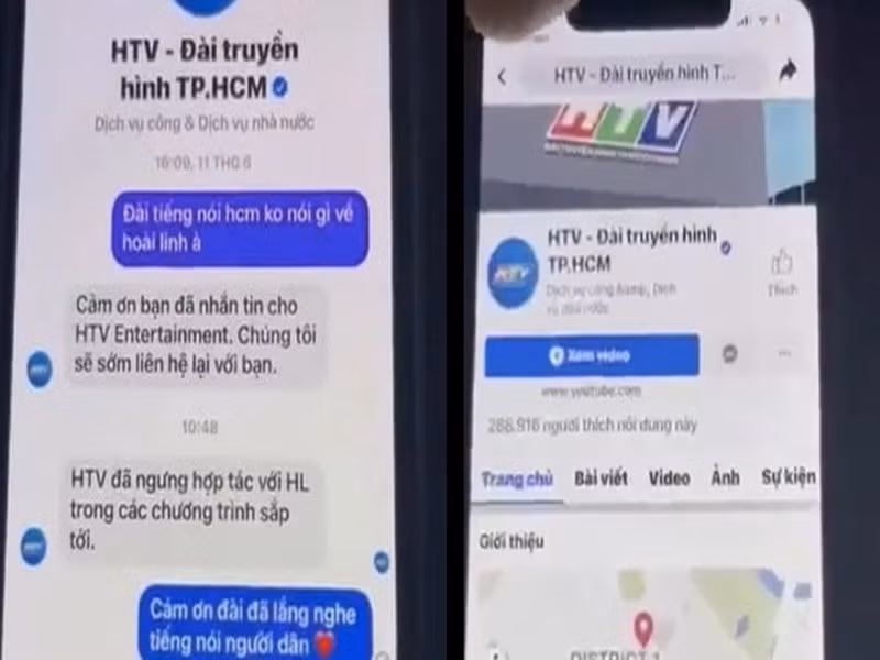 Khoảng giữa tháng 6/2021, mạng xã hội lan truyền ảnh chụp đoạn hội thoại được cho là của Đài Truyền hình TP.HCM (HTV) với khán giả có nội dung: “HTV đã ngưng hợp tác với Hoài Linh trong các chương trình sắp tới”. Ảnh: Pháp luật TP HCM