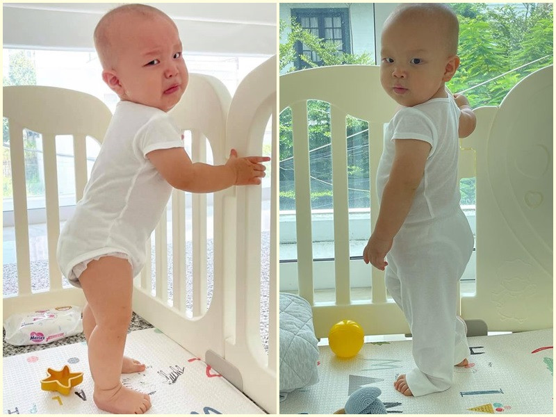 Vài ngày trước, Hồ Ngọc Hà cho biết, bé Leon suốt ngày ngắm mình trong gương từ xa và đứng nói chuyện.