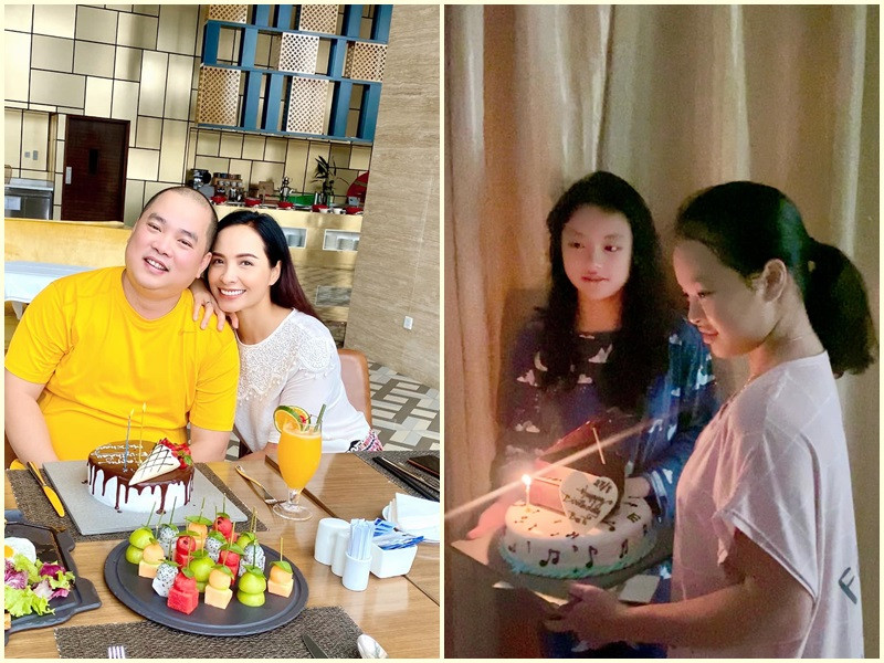 Dù ở nơi xa nhưng Thúy Hạnh vẫn cố gắng duy trì truyền thống chúc mừng sinh nhật vào sáng sớm. Cựu siêu mẫu lên ý tưởng rồi nhờ đầu bếp ở khách sạn chuẩn bị mọi thứ. Bé Suli và Suti chúc mừng sinh nhật ba rồi vào lớp học online.