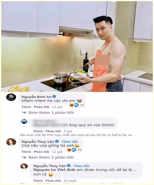 Viet Anh vao bep khoe body tra hinh, lo chuyen song chung Quynh Nga?