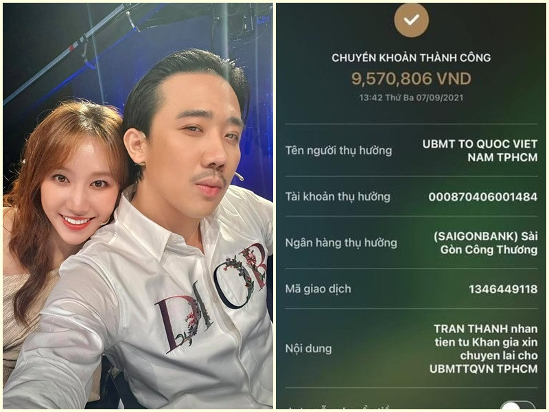 Bị truy vấn sao kê từ thiện miền Trung năm 2020, Trấn Thành cũng được người thân bênh vực. Hari Won chia sẻ, Trấn Thành nói rằng anh sẽ chuyển khoản nốt số tiền còn lại là 9.570.806 đồng gửi cho Ủy ban mặt trận tổ quốc TP.HCM chứ không làm tròn thành 10 triệu để cư dân mạng khỏi nghi ngờ. Trấn Thành đã tự chuyển khoản số tiền này nhưng Hari Won cũng nhanh tay tự lấy số tài khoản của mình, chuyển hẳn 10 triệu. Động thái của Hari Won được cho là “cà khịa” antifan soi mói Trấn Thành.