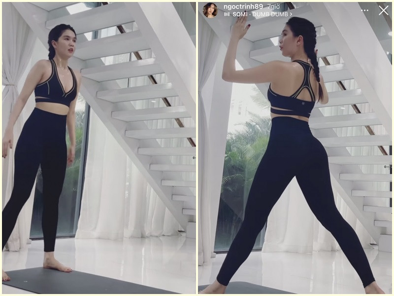 Do tăng cân mùa dịch, Ngọc Trinh tích cực tập luyện để lấy lại vóc dáng săn chắc.