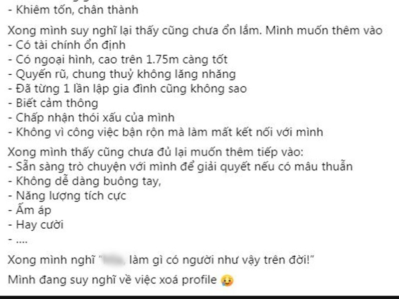 Cuối cùng, nàng á hậu nhận ra không có một người nào hoàn hảo đáp ứng đủ các tiêu chí của cô.