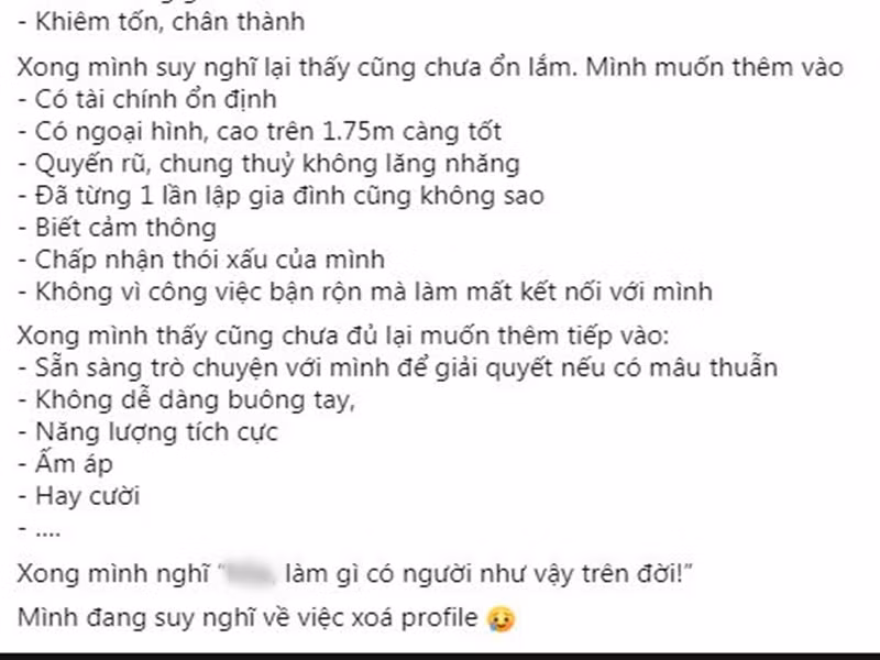 Cuối cùng, nàng á hậu nhận ra không có một người nào hoàn hảo đáp ứng đủ các tiêu chí của cô.