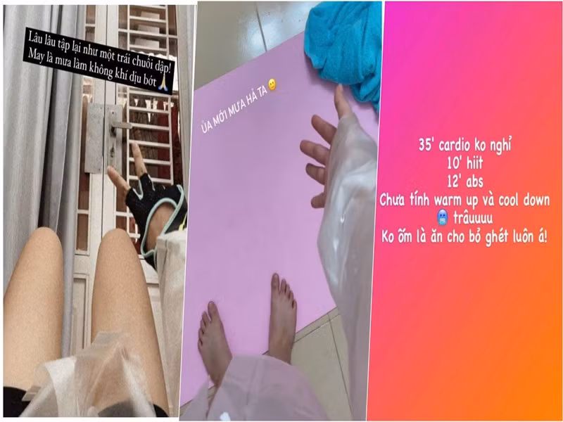 Phương Mỹ Chi thậm chí mặc áo mưa trong lúc tập luyện.