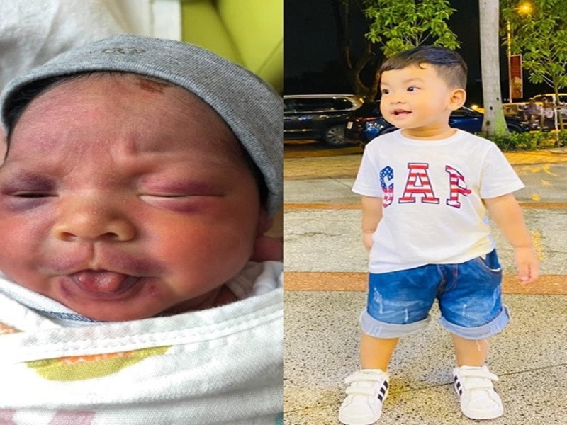 Trong 3 lần sinh con, Hải Băng sinh non đến 2 lần. Bé Kio (trong ảnh) - con trai út của cô chào đời khi mới 34 tuần còn bé Kem - con gái đầu lòng của Hải Băng chào đời sau 36 tuần trong bụng mẹ. Ảnh: Thời đại plus