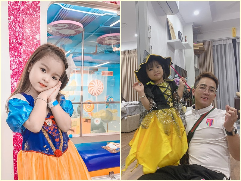 Hình ảnh dễ thương của bé Thóc khi hóa công chúa và phù thủy nhỏ.