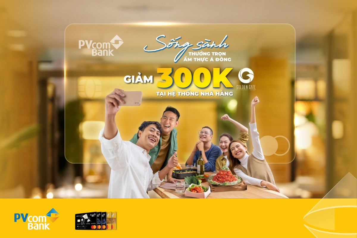 Giam 300.000 dong khi thanh toan bang the PVcomBank Mastercard tai Golden Gate