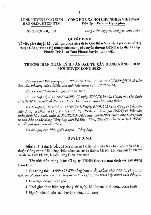 BRVT: Gói thầu hơn 1,5 tỷ đồng tại Long Điền về tay ai? - Hình 2 BRVT: Goi thau hon 1,5 ty dong tai Long Dien ve tay ai?-Hinh-2