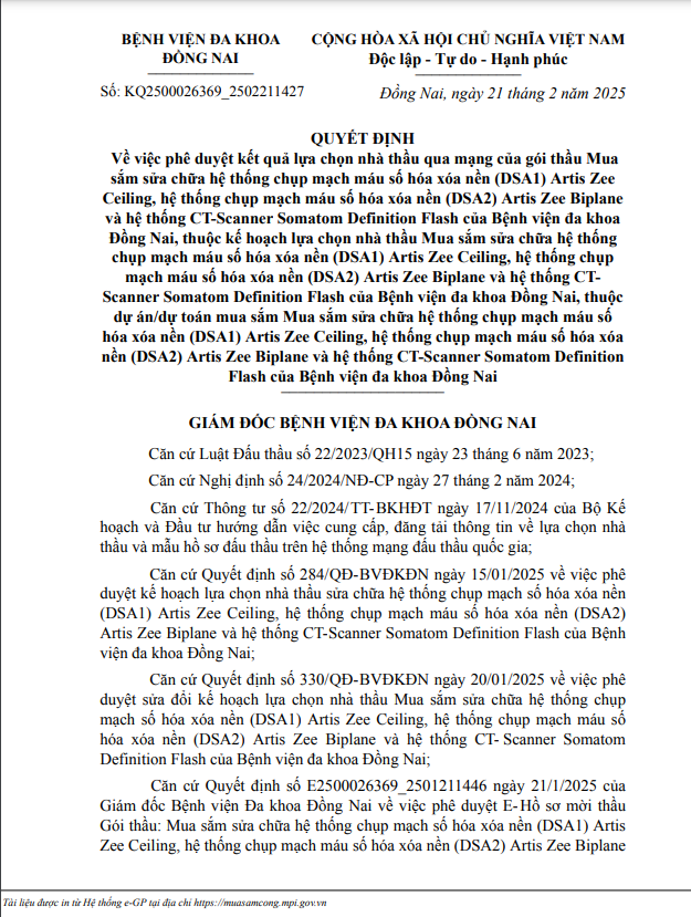 Goi thau hon 9 ty cua BVDK Dong Nai ve tay Cty Y Khoa 3P