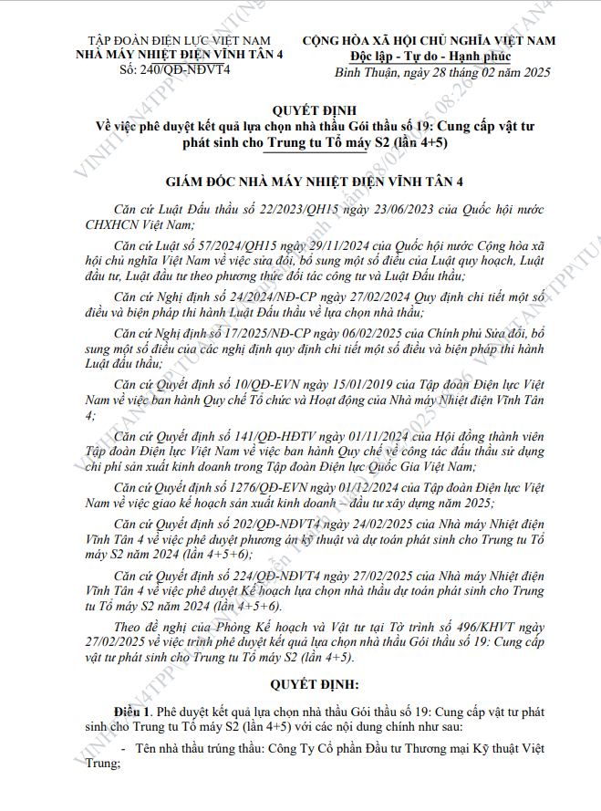 Nhiệt điện Vĩnh Tân 4: Biết gì về nhà thầu được chỉ định gói thầu hơn 15 tỷ - Hình 4 Nhiet dien Vinh Tan 4: Biet gi ve nha thau duoc chi dinh goi thau hon 15 ty-Hinh-4