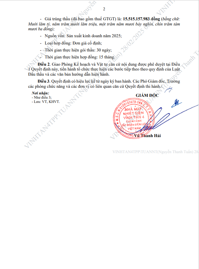 Nhiệt điện Vĩnh Tân 4: Biết gì về nhà thầu được chỉ định gói thầu hơn 15 tỷ - Hình 5 Nhiet dien Vinh Tan 4: Biet gi ve nha thau duoc chi dinh goi thau hon 15 ty-Hinh-5