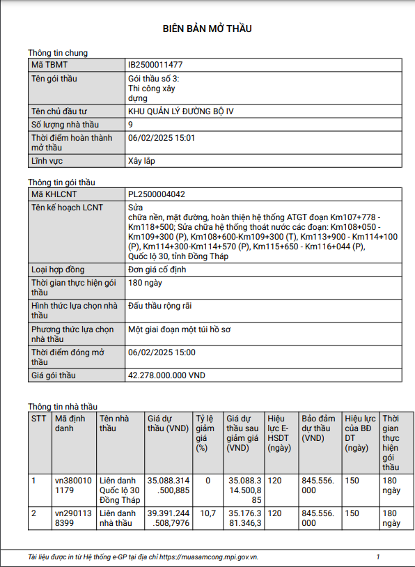Soc Trang: 9 nha thau canh tranh goi thau lam duong hon 42 ty