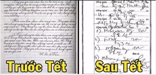 Chữ đẹp trước Tết, sau Tết chỉ còn chữ gà bới.