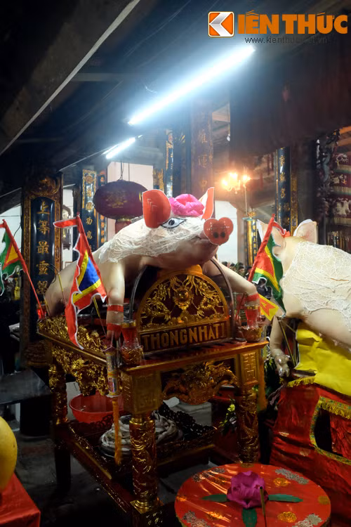 Các ông Lợn trong buổi lễ được phủ một lớp mỡ chài (mỡ mỏng phủ trong khoang bụng chung quanh dạ dày lợn) của chính ông Lợn đó. Lớp mỡ càng được bóc khéo léo càng đẹp và dính liền với nhau.