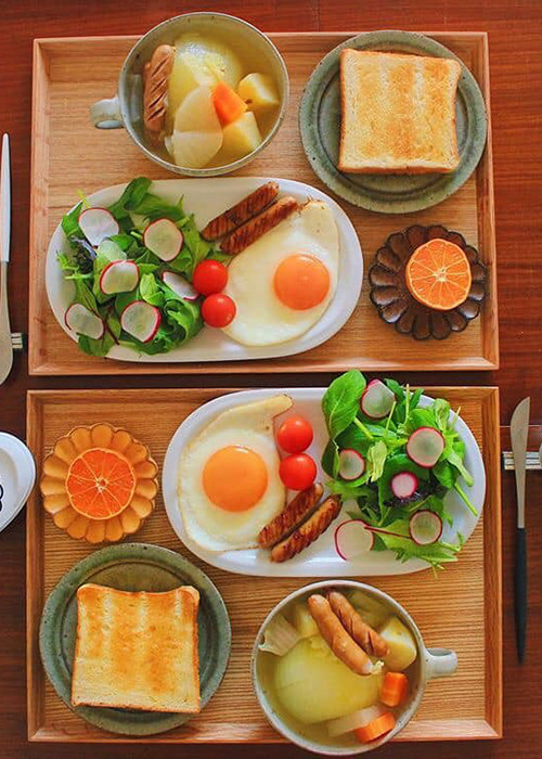 Bữa sáng đầy đủ dưỡng chất do người yêu của Lan Trinh chuẩn bị.