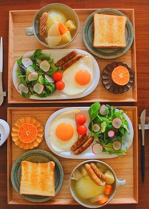 Bữa sáng đầy đủ dưỡng chất do người yêu của Lan Trinh chuẩn bị.