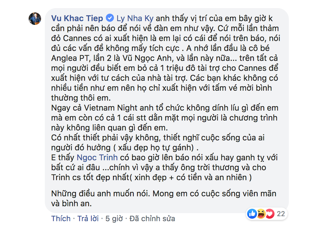 Vu Khac Tiep thanh thu voi loat my nhan vi bao ve 