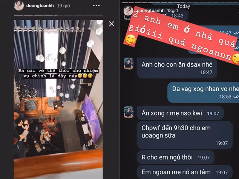 Sau khi con chào đời, ông xã của Tú Anh còn giúp vợ chăm sóc con.