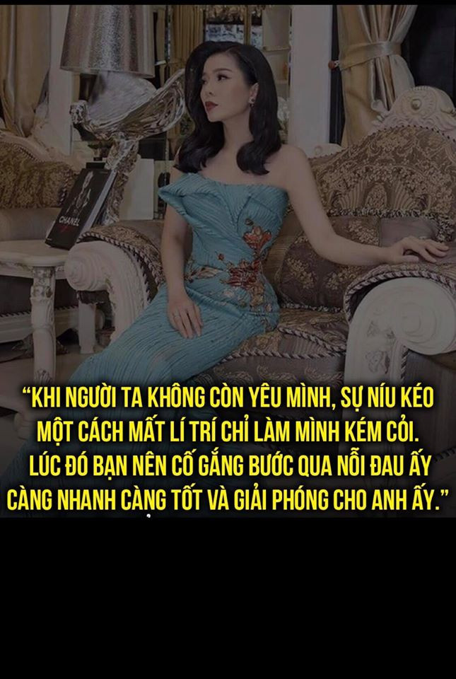 Lệ Quyên cho rằng không cần níu kéo người đã thay lòng đổi dạ. “Khi người ta không còn yêu mình, sự níu kéo một cách mất lí trí chỉ làm mình kém cỏi. Lúc đó bạn nên cố gắng bước qua nỗi đau ấy càng nhanh càng tốt và giải phóng cho anh ấy”, cô cho hay. (Nguồn ảnh: FB)