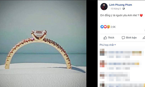 TiTi còn chia sẻ hình chiếc nhẫn kèm dòng tỏ tình: "Em đồng ý là người yêu anh nhé".