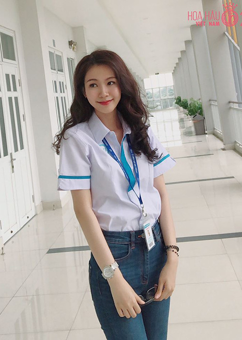 Bản sao của Hoa hậu Thu Thảo hiện sở hữu chiều cao 1m70 với số đo 3 vòng: 82-61-93.