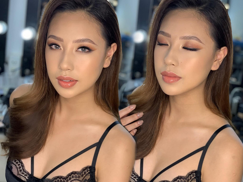 Ở tuổi 20, Tường Linh trông khá dừ khi trang điểm đậm.