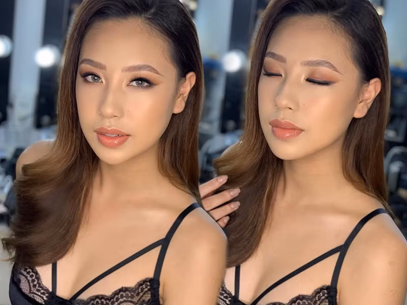 Ở tuổi 20, Tường Linh trông khá dừ khi trang điểm đậm.