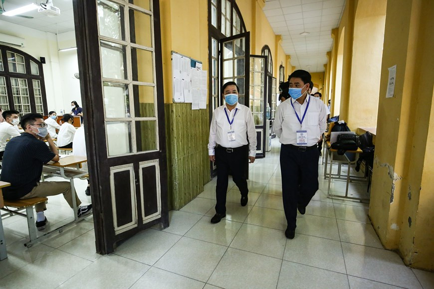Kỳ thi tốt nghiệp THPT 2020 đặc biệt trong lịch sử do ảnh hưởng của đại dịch COVID-19 nên công tác tổ chức, đảm bảo an toàn được đẩy lên mức cao nhất. (Ảnh: Nguyên An/Vietnam+)