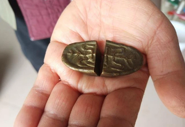 Theo đánh giá ban đầu, đây có thể là một thỏi vàng bị cắt làm đôi vì vậy cô Trương liền vứt cuộc sang 1 bên và chạy 1 mạch về nhà. Sau khi cô Trương đưa vật vừa đào trúng cho mọi người xem, cả nhà đều cho rằng thứ này giống như 1 thỏi vàng của người xưa.