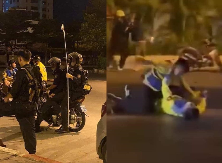 Hai nhóm xe ôm công nghệ ẩu đả gây náo loạn phố Hà Nội Hai nhom xe om cong nghe au da gay nao loan pho Ha Noi