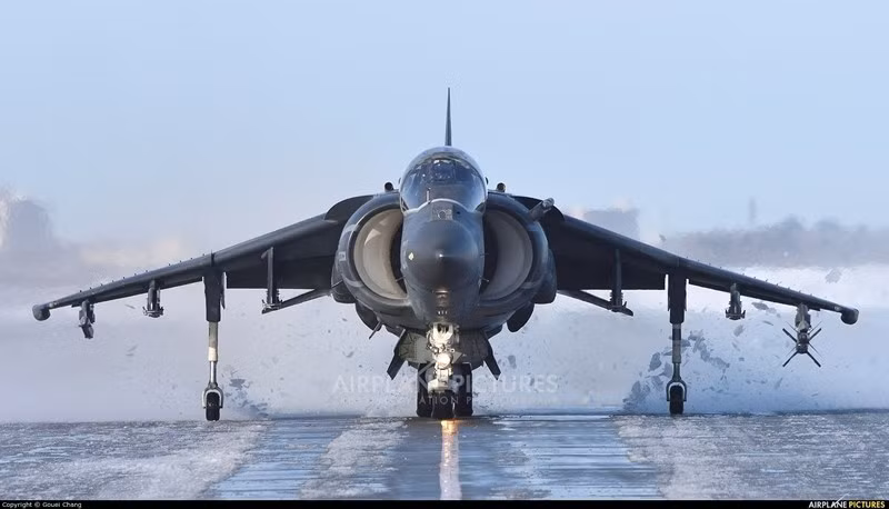 Cường kích AV-8B Harrier là dòng chiến đấu cơ trên hạm có khả năng cất cánh đường băng ngắn và hạ cánh thẳng đứng, xương sống của Thủy quân lục chiến Mỹ, nó cung cấp khả năng tấn công tầm xa cho các biên đội tàu đổ bộ.