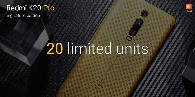 Vì thiết kế bên ngoài được mạ bằng vàng nên phiên bản đặc biệt này của K20 Pro sẽ chỉ giới hạn số lượng 20 bản trên toàn thế giới. Nếu không phải là người có tiềm lực tài chính cao hoặc sát sao với các mẫu điện thoại "hàng khủng", sẽ rất khó để sở hữu một chiếc Redmi K20 Pro Signature Edition.
