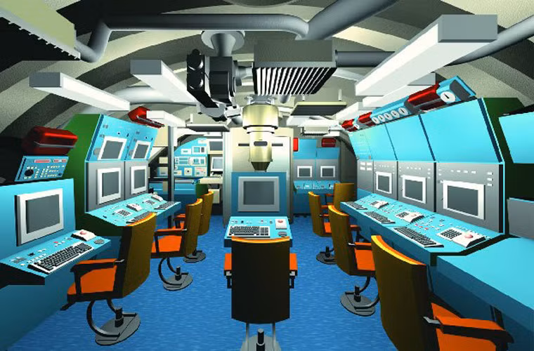 Đồ họa phòng điều hành chính tàu ngầm tấn công Amur. Nguồn ảnh: Deagel