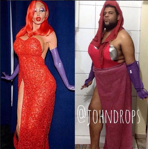 Mỗi bức ảnh độc đáo của chàng mập nổi tiếng Joan Paulo có thể nhận được tới 5 - 6 nghìn lượt yêu thích. Anh chàng tới từ Brazil thu hút sự chú ý nhờ việc bắt chước lại hình ảnh của những ngôi sao. Joan Paulo nhái lại điệu bộ và mặc các bộ cánh được mô phỏng theo trang phục của sao với cách rất hài hước. Ảnh: Paulo bắt chước lại màn hóa trang Halloween của Heidi Klum