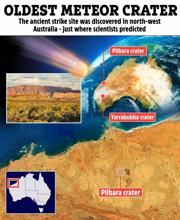 "Nghiên cứu mới cung cấp một bằng chứng quan trọng giúp giải mã lịch sử va chạm của Trái đất cũng như cho thấy nhiều hố va chạm cổ xưa khác có thể sẽ được phát hiện theo thời gian", giáo sư Johnson cho hay. Ảnh: The Sun.