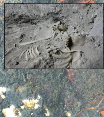 Trên các xương của Pangpond có màu nâu đỏ và dấu vết của tro. Tất cả được tìm thấy ở độ sâu 2m dưới sàn hang động. Ảnh: PR Thai Government.