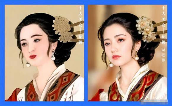 Nổi tiếng không kém Dương Quý Phi là Điêu Thuyền - mỹ nhân xinh đẹp, giỏi ca múa khiến bao anh hùng, hào kiệt thời kỳ Tam Quốc si mê. Các chuyên gia đã dùng AI phục chế dung mạo mỹ nhân này và kết quả khiến người xem bị "hớp hồn" bởi nhan sắc đài các, trong trẻo của Điêu Thuyền.